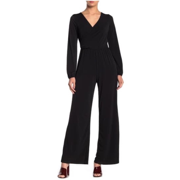 The Vanity Room Pants - Vanity Room Surplice Neck Wide Leg Jumpsuit S NWOT